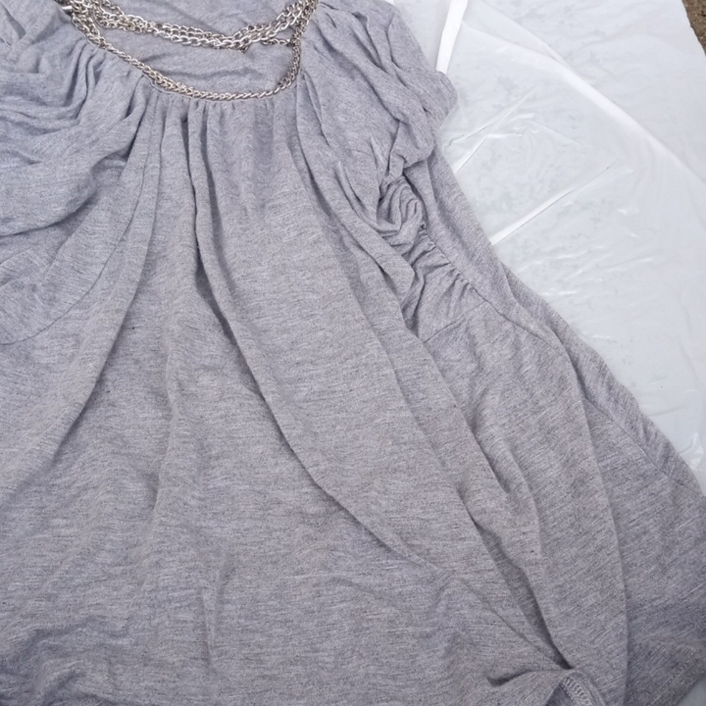 Grace Elements Heather Gray Blouse With Silver Ch… - image 3